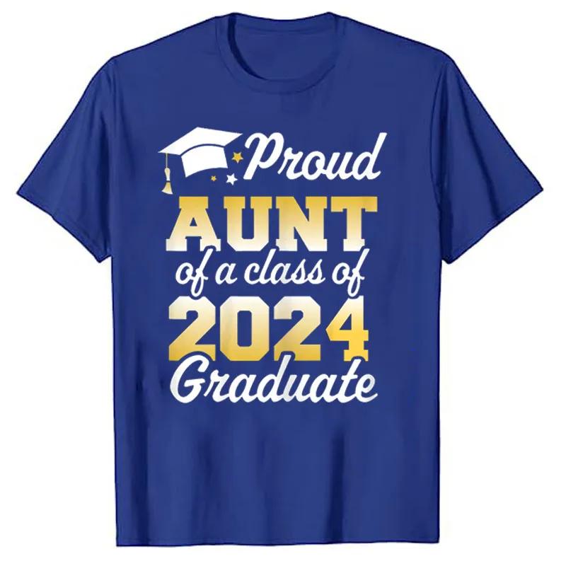 Proud Mom of A Class of 2024 Graduate Mother Senior Family T-Shirt Funny Dad Aunt Uncle Grandma Grandpa Sister Brother Tee Tops