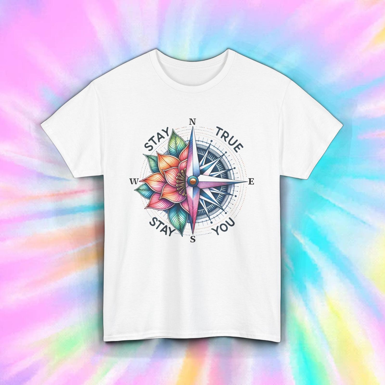 Stay True Stay You Compass Flower Motivational Graphic Tee S-5XL L