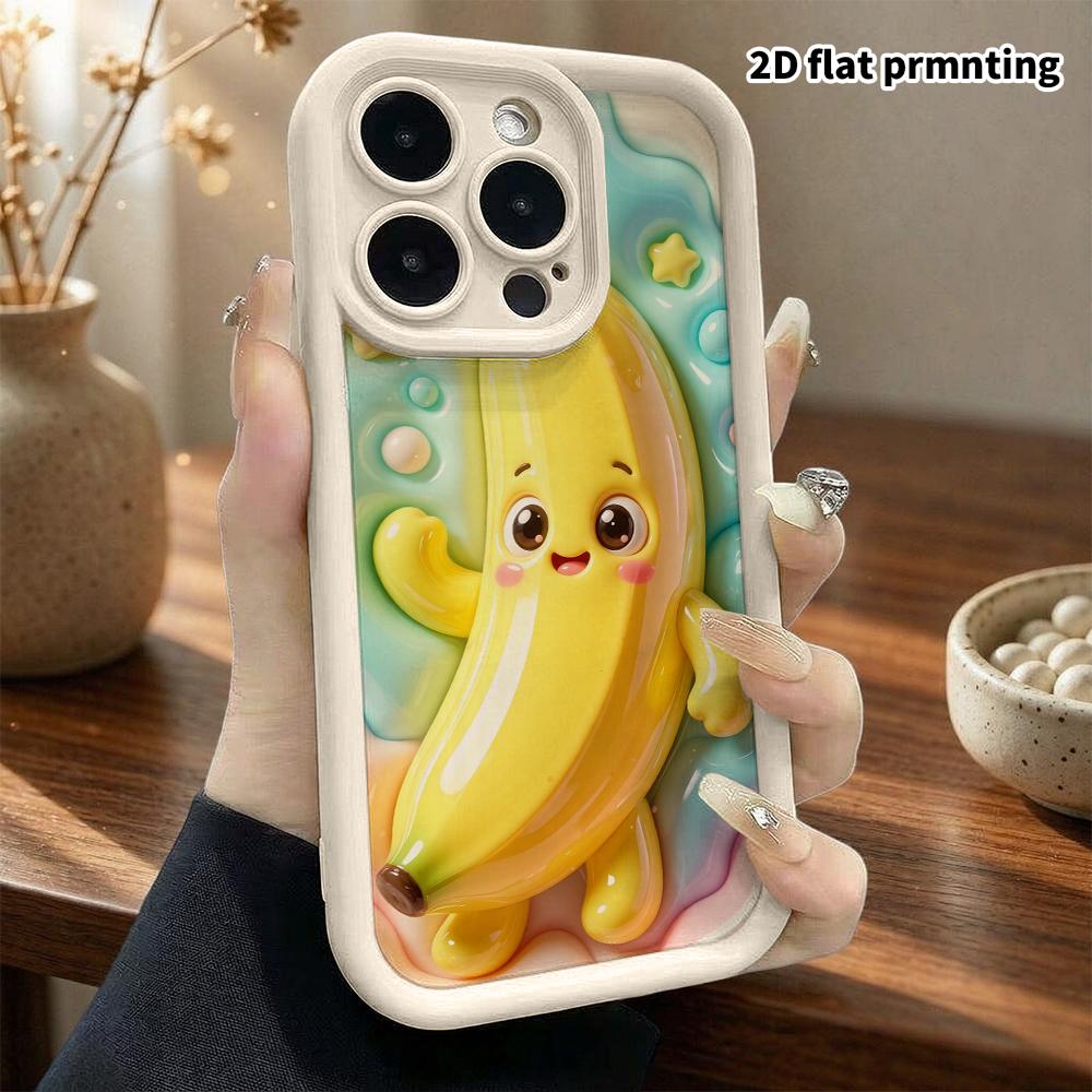Phone case: 2D flat design, fits iPhone 18 17 16 15 14 13 Pro protective case, cartoon banana, perfect Christmas and Halloween holiday gift