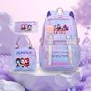 3 Peças/conjunto Mochila Fofa Estampada de Anime Kpop Bolsa de Viagem de Grande Capacidade para Adolescente Menina Menino Mochila Escolar Presente para Criança Rucksack