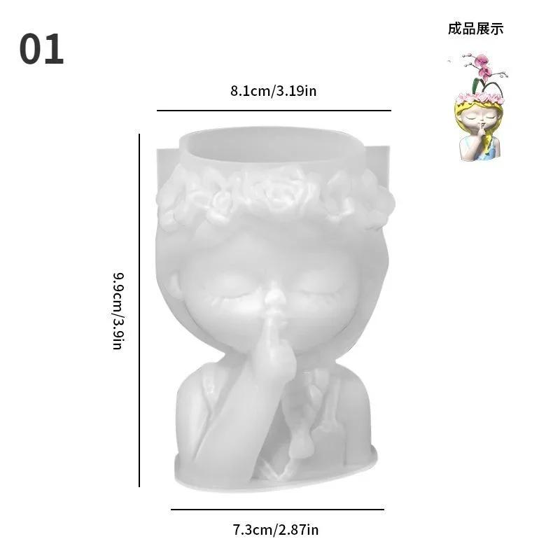 

Силиконовая форма 3D, милая девушка, цветочный горшок, форма для поделок своими руками, гипсовая свеча, кристалл, эпоксидная смола, форма для домашнего декора 01