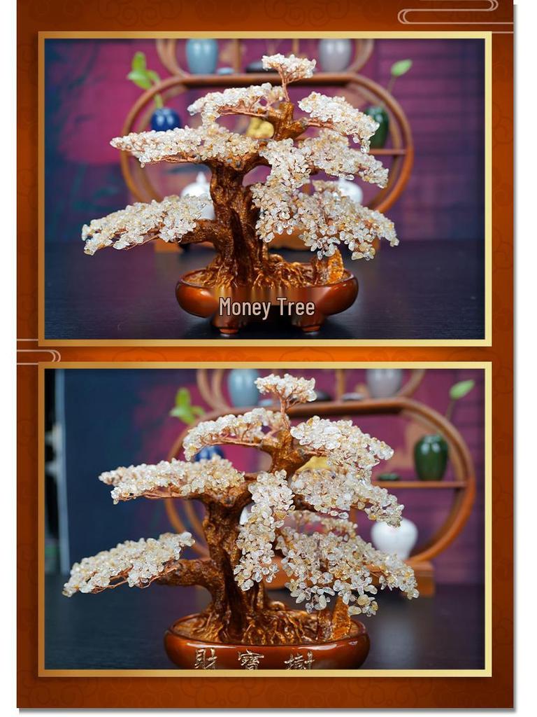 Pink Crystal Money Tree: Attracts Wealth and Enhances Relationships - Perfect for Living Rooms, Offices, Housewarmings, and Ceremonies