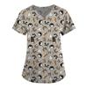 Women's Short Sleeve V-Neck Cute Animals Printed Pocket Carer Top