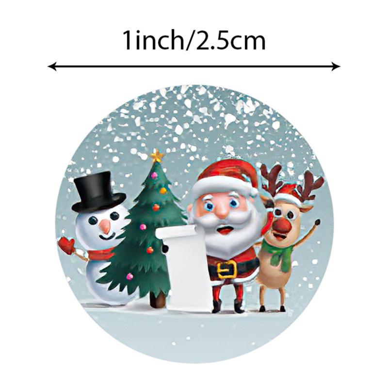 500pcs/roll 1-inch/25mm Christmas Self-adhesive Stickers Holiday Gift Sealing Label Decoration
