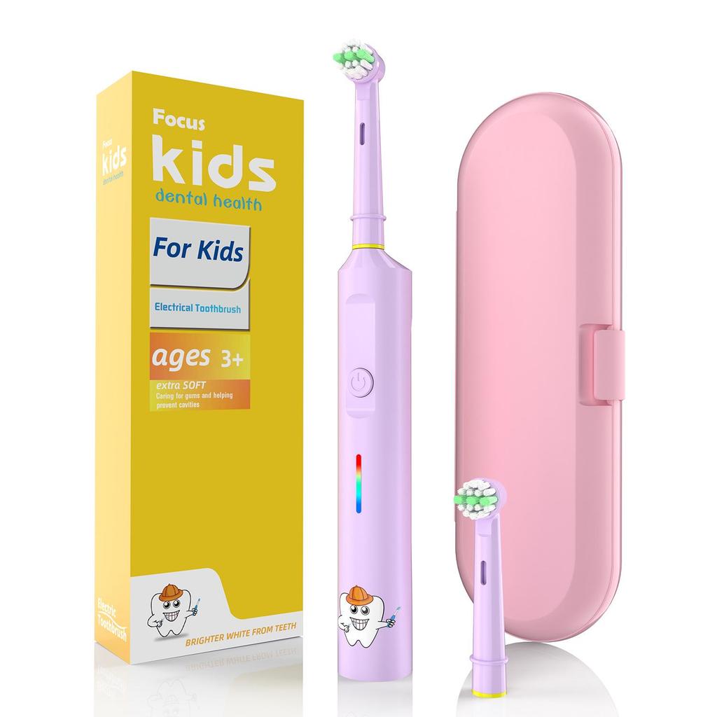 Children's Electric Toothbrush with 360° Rotation, Rechargeable, Suitable for Ages 3-12, and Adults.