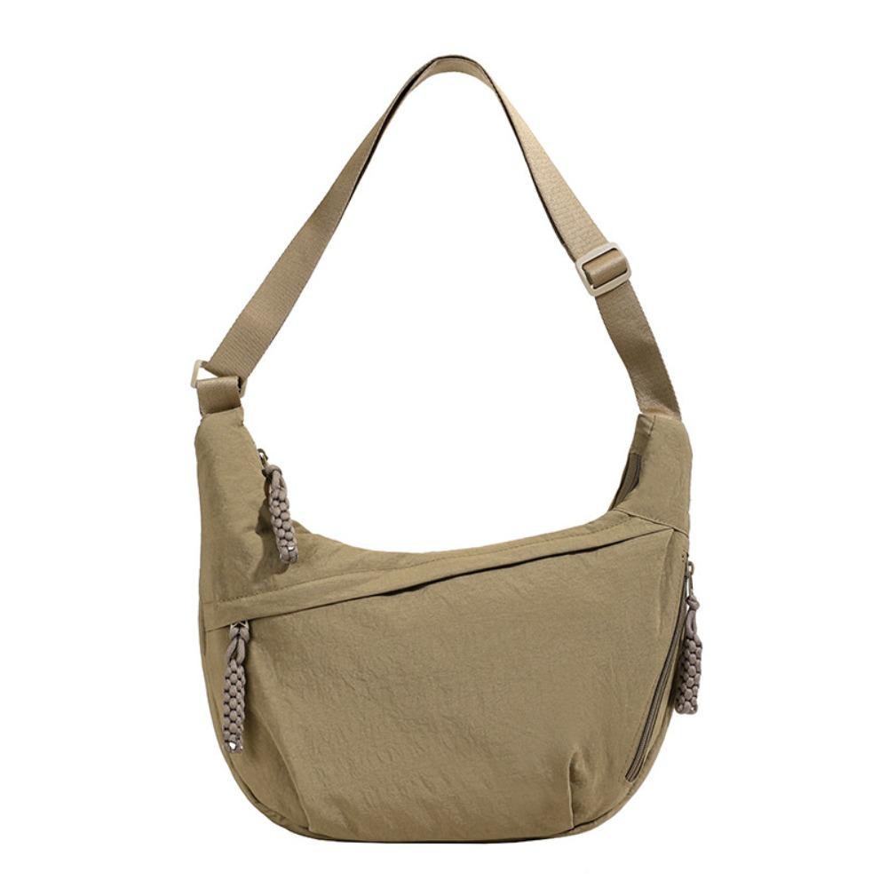 

Versatile Canvas Crossbody Bags Large Capacity Korean Simplified Shoulder Bag Lightweight Dumpling Bag Sports Hobos Bag темного кольору хакі