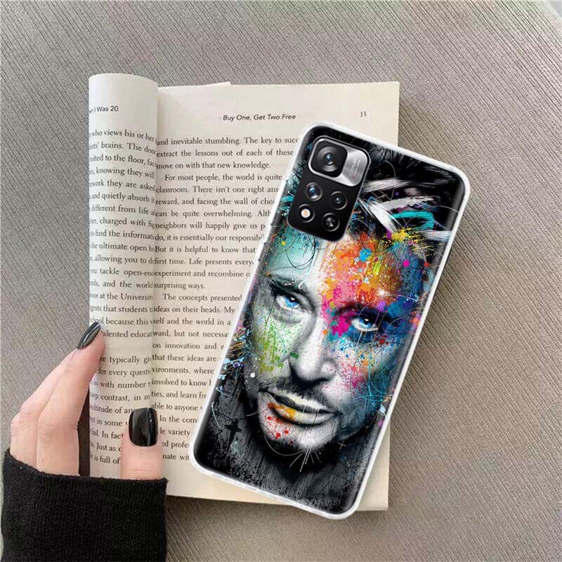 Johnny Hallyday Music Black Phone Case For Xiaomi Redmi Note 14 13 Pro Plus 5G Cover 13C 14C 12 12C 9 9T 9C 10 10C 8 7 6 10A 9A