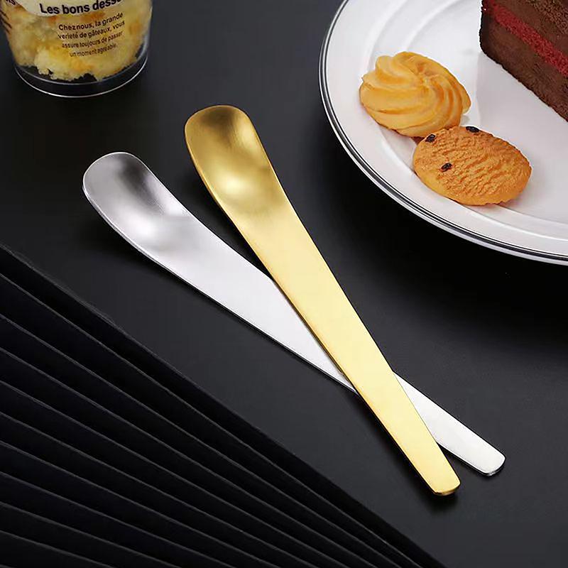 Kreativní dlouhá rukojeť Plochá hlava Lžíce Nerezová Lžička na kávu Lžička Dort Dezert Lžička Zmrzlina Čaj Drobné lžíce na míchání Nádobí