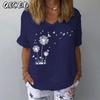 QICED Blusas y Camisas Casuales de Moda para Mujer de Manga Corta con Cuello en V