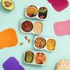 6pcs Snack Container Stainless Steel Double Compartments with Leak Proof Lids Double Dipping Sauce Dish for Sauce Dip Nut Snack