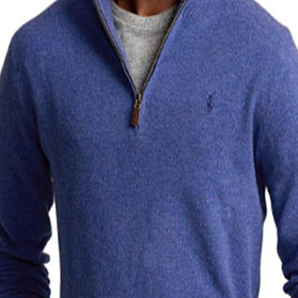 Polo Ralph Lauren Ss23 Solid Color Logo Embroidered Half-Zip Long Sleeve Sweater Men sweater Blue 710777743-012