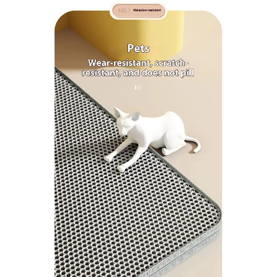 Cat Litter Mat 2-Layer Design Premium Sand Trapping Technology Waterproof Base Non-Slip Pet Floor Protector for Indoor Kittens