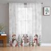 Christmas Tree Snow Scenery Snowflake Snowman Sheer Curtains Living Room Decoration Window Curtains Kitchen Tulle Voile Curtains