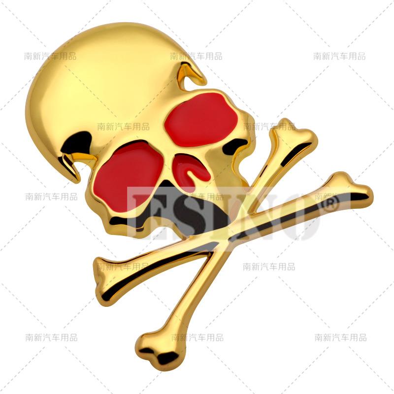 1 Stück Auto Styling Lustiger Totenkopf 3D Metall Chrom Zinklegierung Klebendes Emblem Auto Karosserie Kofferraum Kotflügel Abzeichen Aufkleber Decal Auto Zubehör