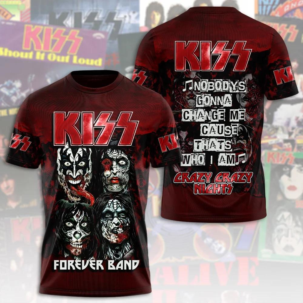 

Гарячі Футболки з Логотипом Гурту Kiss 3D Принт Літні Чоловічі Жіночі Смішні З Коротким Рукавом Круглий Виріз Футболка Вуличні Чоловічі Топи XL