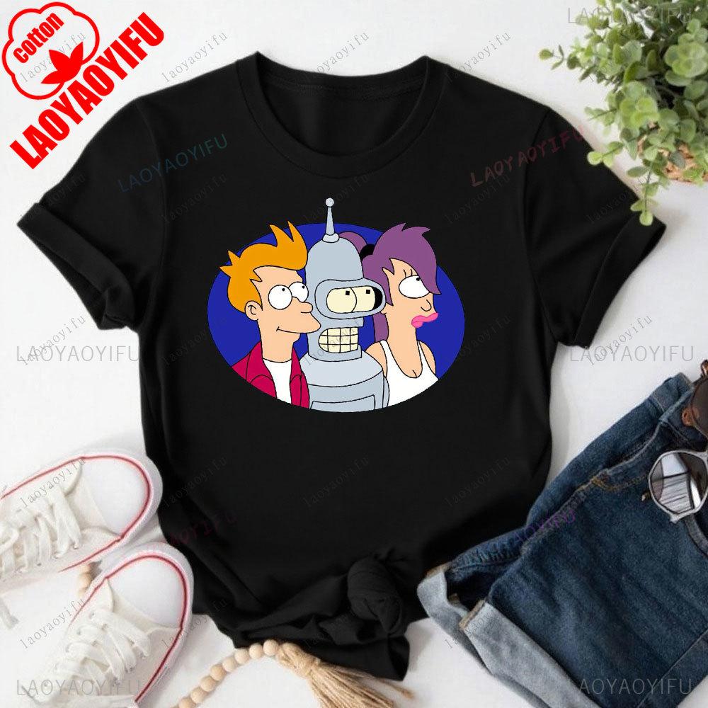 FFuturama Retro Robot Print T Shirt Unisex Clothing Bender Evolution Geek Graphic Tshirts Women Unisex Harajuku Casual Top Clothing