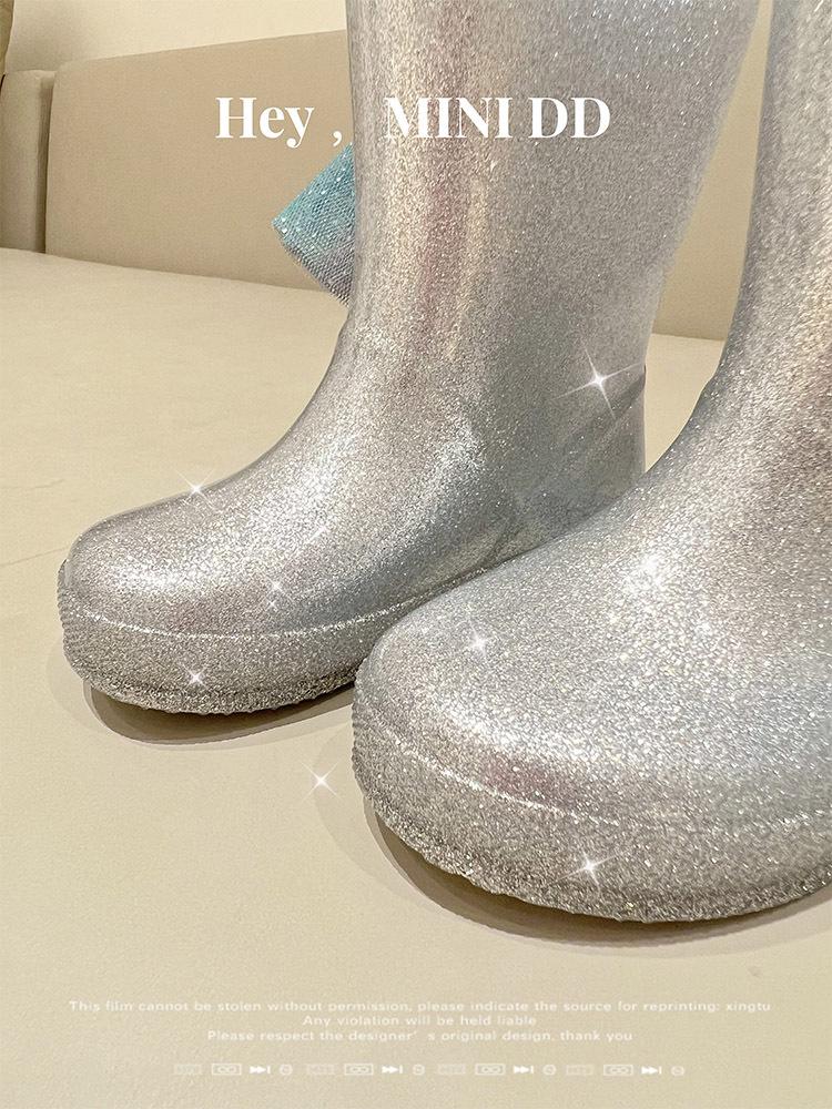 MINI DD2026 Children's Princess Rain Boots - Waterproof, Anti-slip, Mid-calf Shoes for Toddlers & Girls