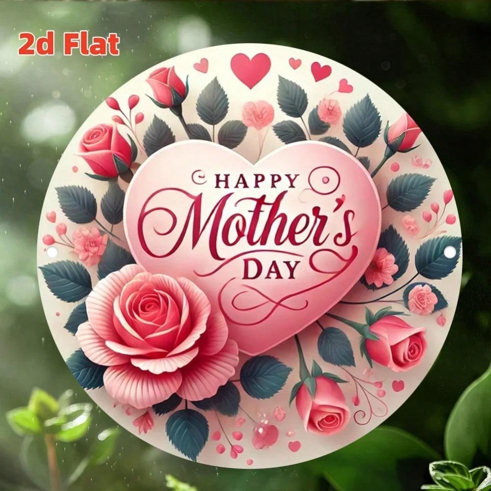Vintage Metal Round Floral Wall Art Sign for Home Decor Birthday Gift