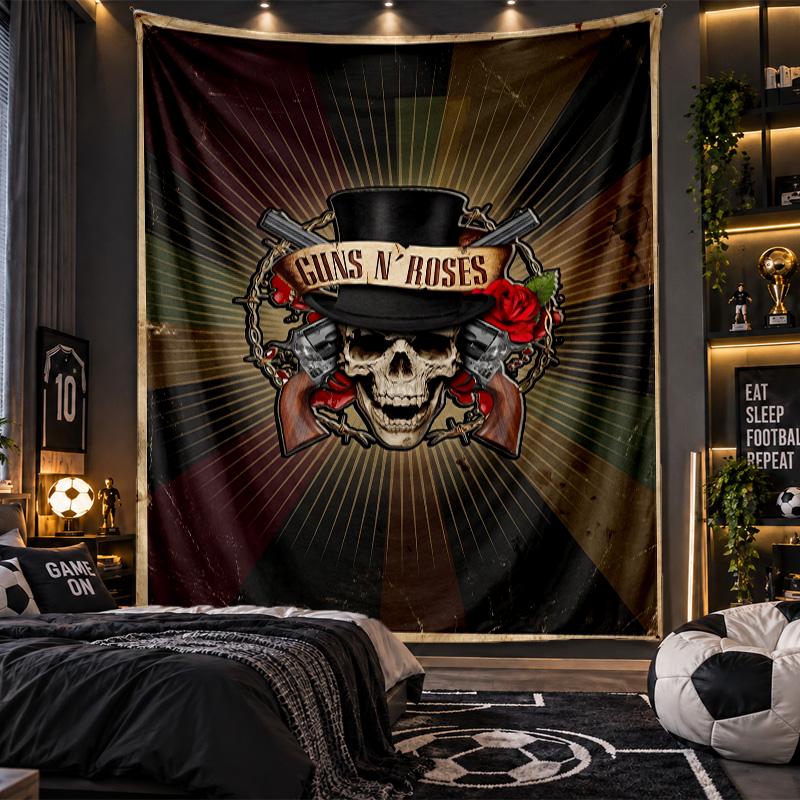 Wall Hanging Tapestry Guns N’ Roses Print Cloth for Living Room Bedroom Home Decor