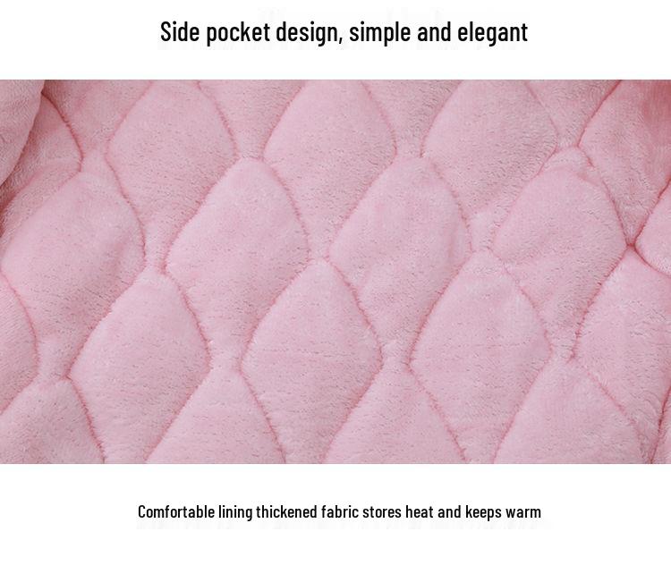 Three-Layer Fleece-Lined Quilted Winter Pajama Set for Elderly Women - Warm Coral Fleece Home Wear & Outerwear