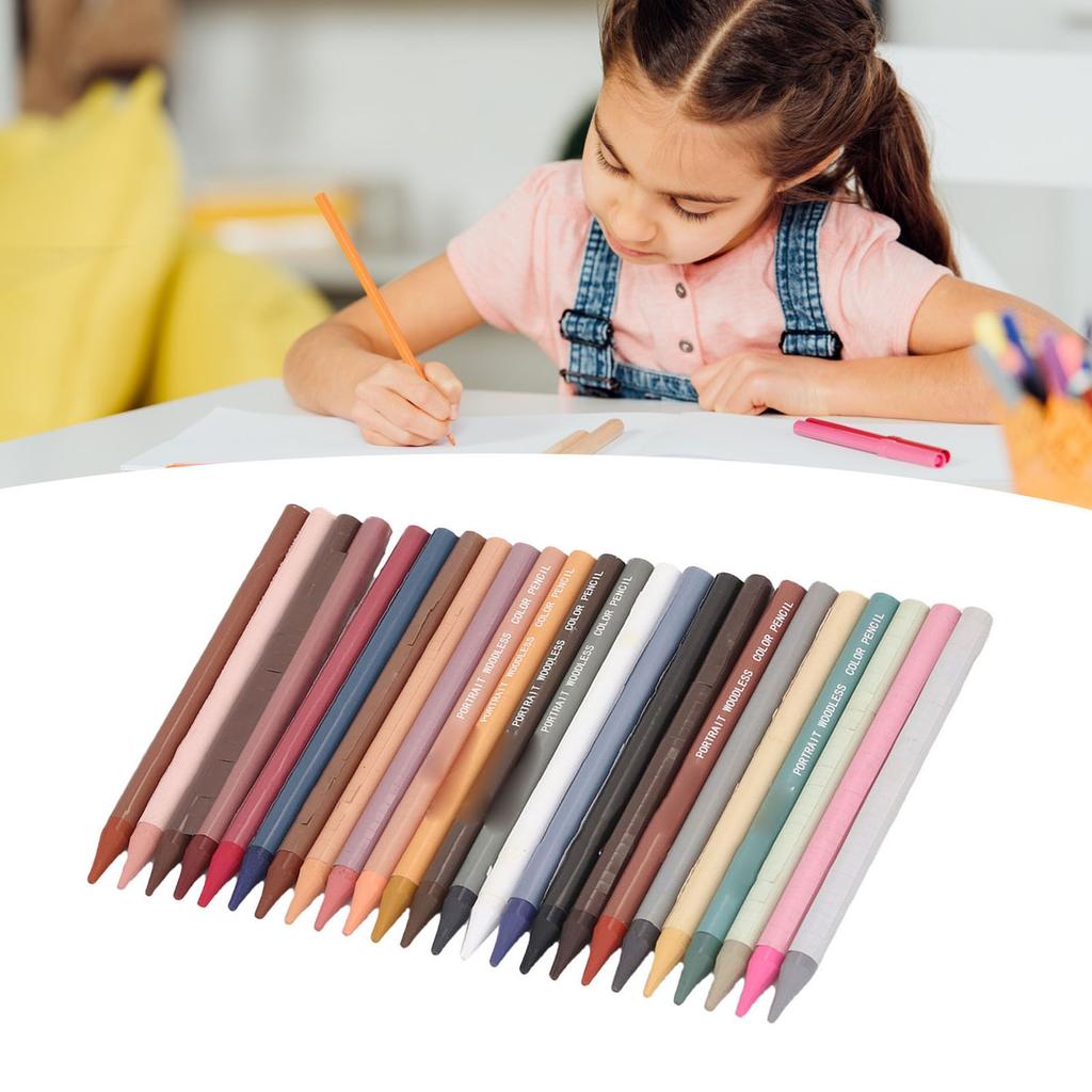 24 Colors Pencil Set Oil Based Pigment Woodless Colorful Pencils for Drawing Blending Layering Adults Students