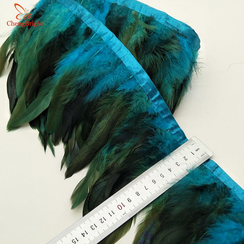 CHENGVRIGHT Wholesale 10 Meter 13-18CM Chicken Rooster Tail Feathers Trims Strip for Wedding Party Clothing Rooster Feather Trim