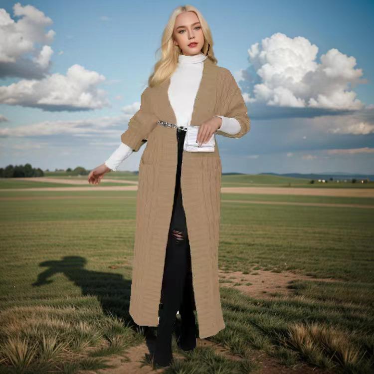 Women's Fashion Cable Knit Pocket Long Sweater – Available In 17 Colors for Autumn/Winter