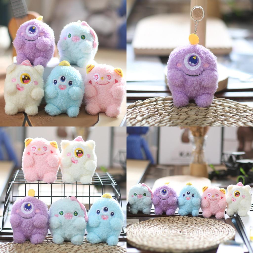 Charmantes kleines Monster Schlüsselanhänger Plüsch Entzückender Cartoon-Stil Weich und kuschelig mit großen Augen