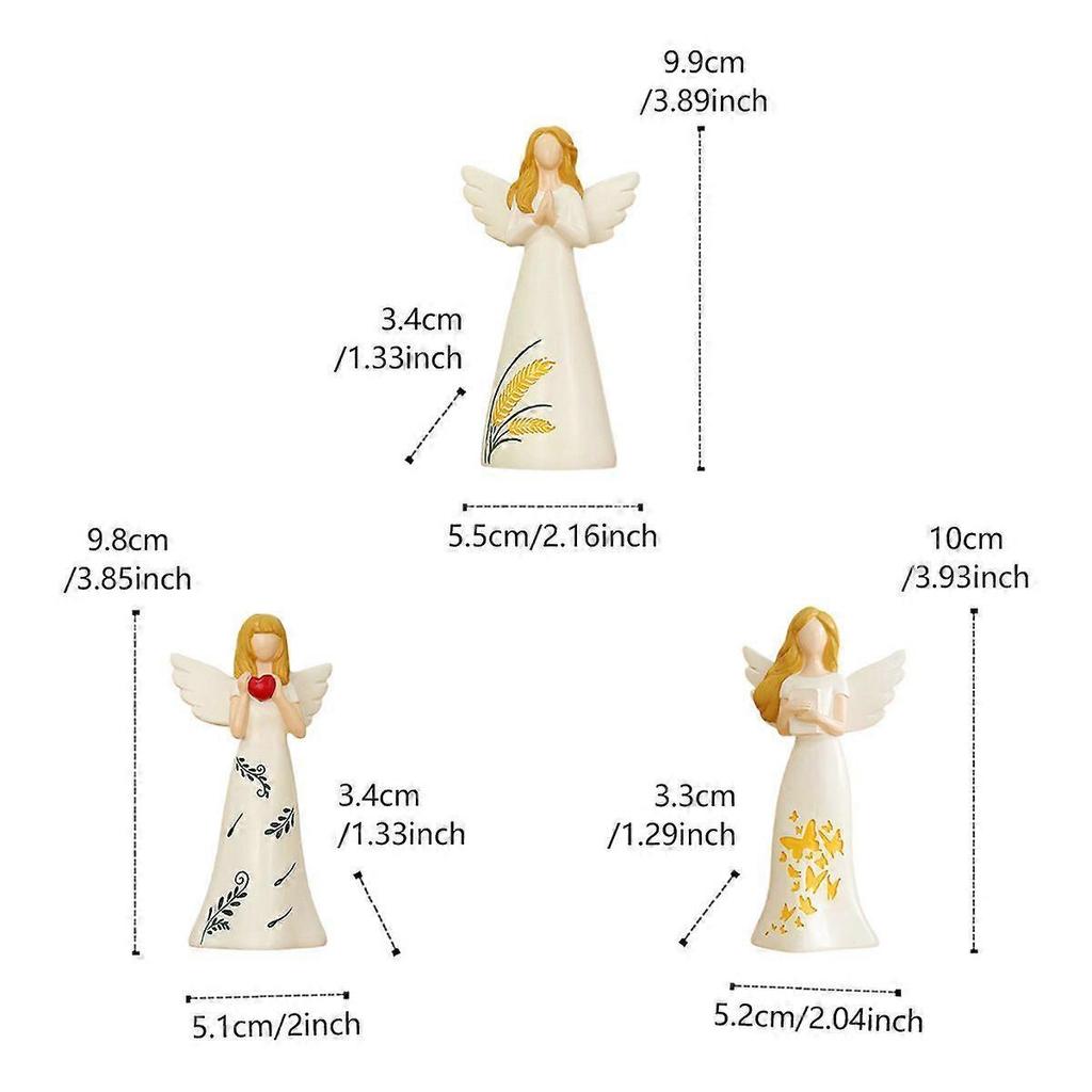 3pc Beige Angel Figurine Decorative Item Housewarming, Wedding, and Holiday Gift