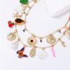 Personalized Trend Metal Chain, Dripping Alloy Butterfly Flower Sunflower Imitation Pearl Pendant, Women's Necklace