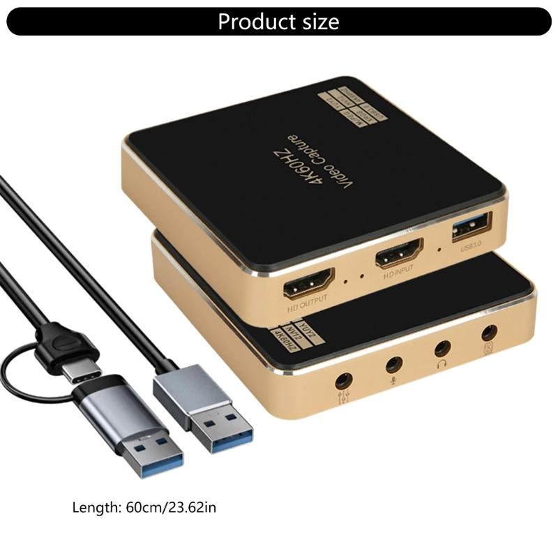 Metal Video Capture Card 4K60Hz Resolution USB3.0 Port Instantly Setups Compatible Multiple Systems