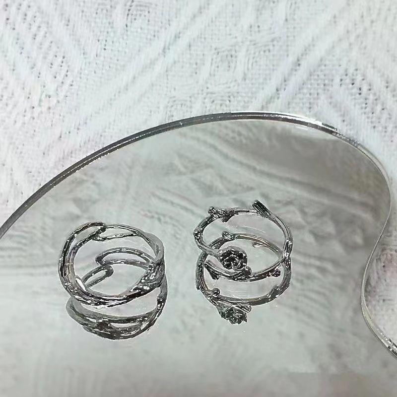 Vintage Unregelmäßige Dornen Paar Ring Retro Blume Rose Persönlichkeit Einstellbare Finger Ringe Für Frauen Liebhaber Schmuck Geschenke