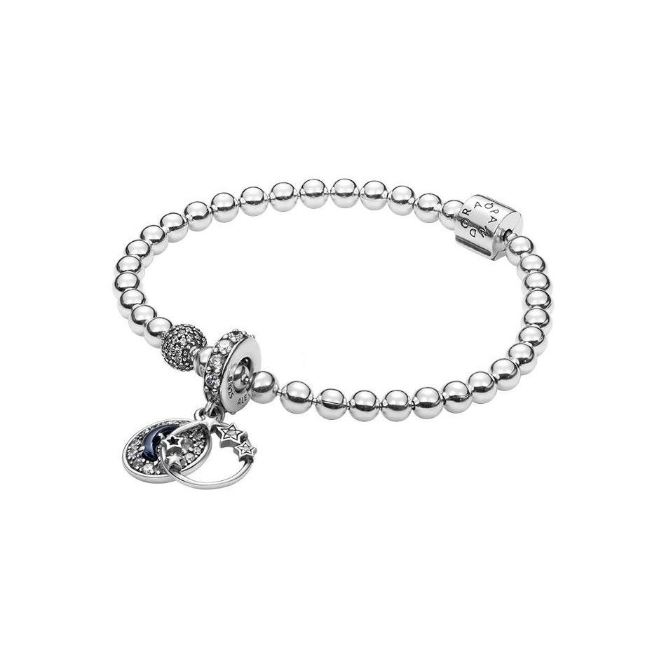 Pandora Deep Blue Night Sky Star And Moon Bracelet Women bracelet Silver ZT-0017 17