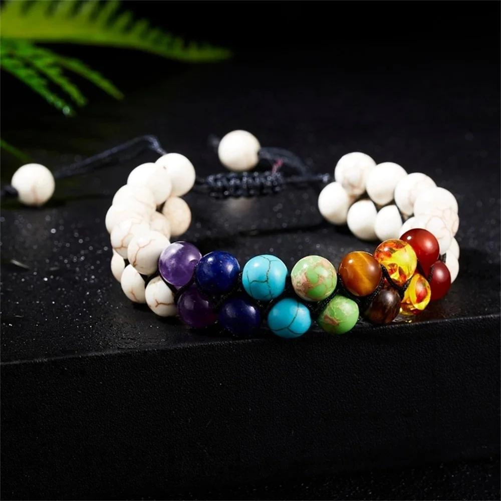 7 Chakra Health Balance Beaded Bracelet Volcanic Stone Energy Yoga Jewelry Gift