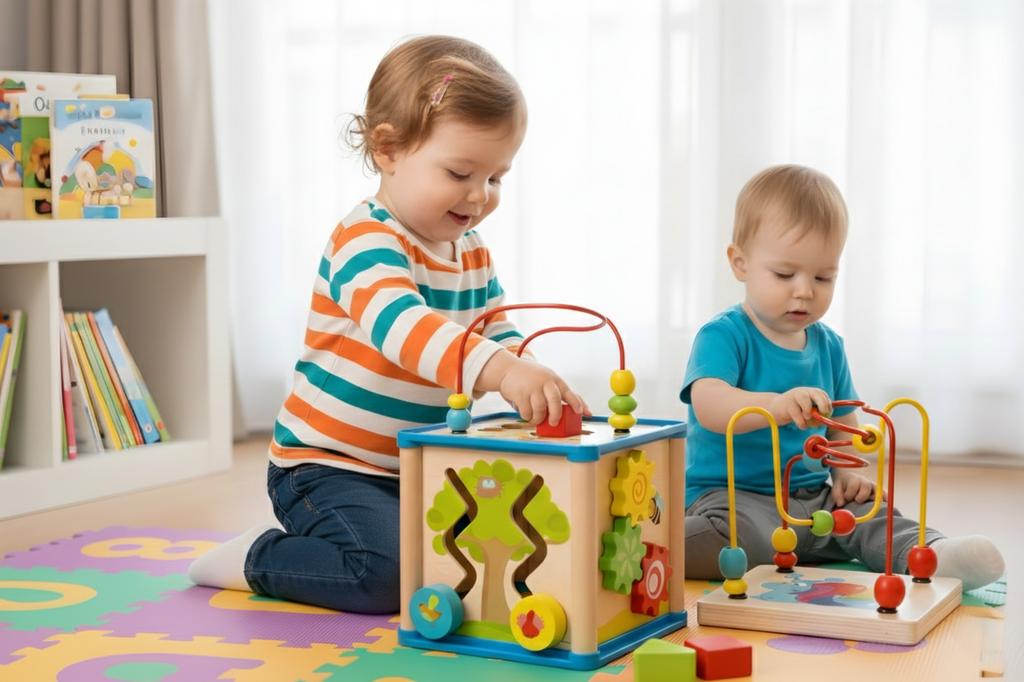 Dřevěná Montessori vzdělávací kostka s bludištěm Hračka Narozeninový dárek