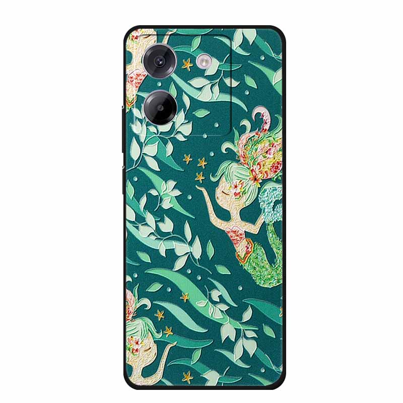 3D Emboss Case For POCO M7 Pro 5G Phone Case Relief Flowers Black Silicone Soft Back Cover For Xiaomi Poco M7 Pro Case Coque Bag