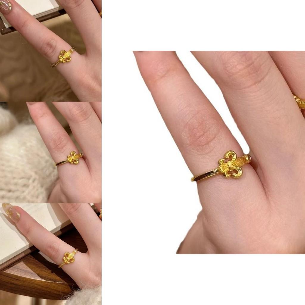 Premium Iris Gold Flower Ring Stylish Copper Finger Ring For Women Fashionable