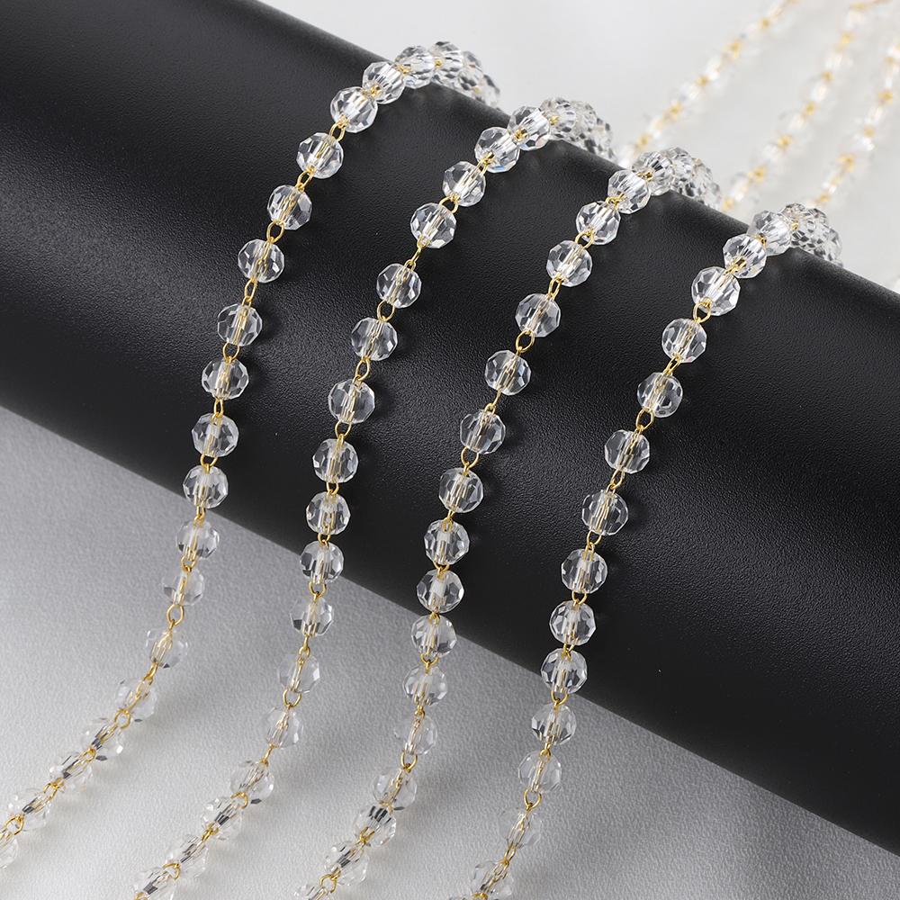 

New 1Meter Crystal Copper Chains Multi Color 4mm Beads Chain Necklace Bracelet Costumes for Jewelry Making DIY Accessories