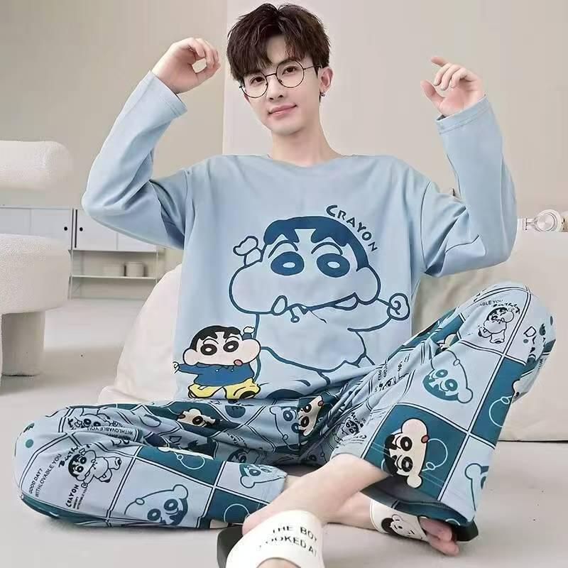 Herren Langarm Pyjama Set, Frühling/Herbst Freizeitstil, Draußen tragbar