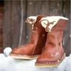Flat Heeled Round Toe Casual Boots for Autumn and Winter Season, with Front Lace Up and Low Cut Solid Color, Women's Flat Bottom,Winter Snow Boots