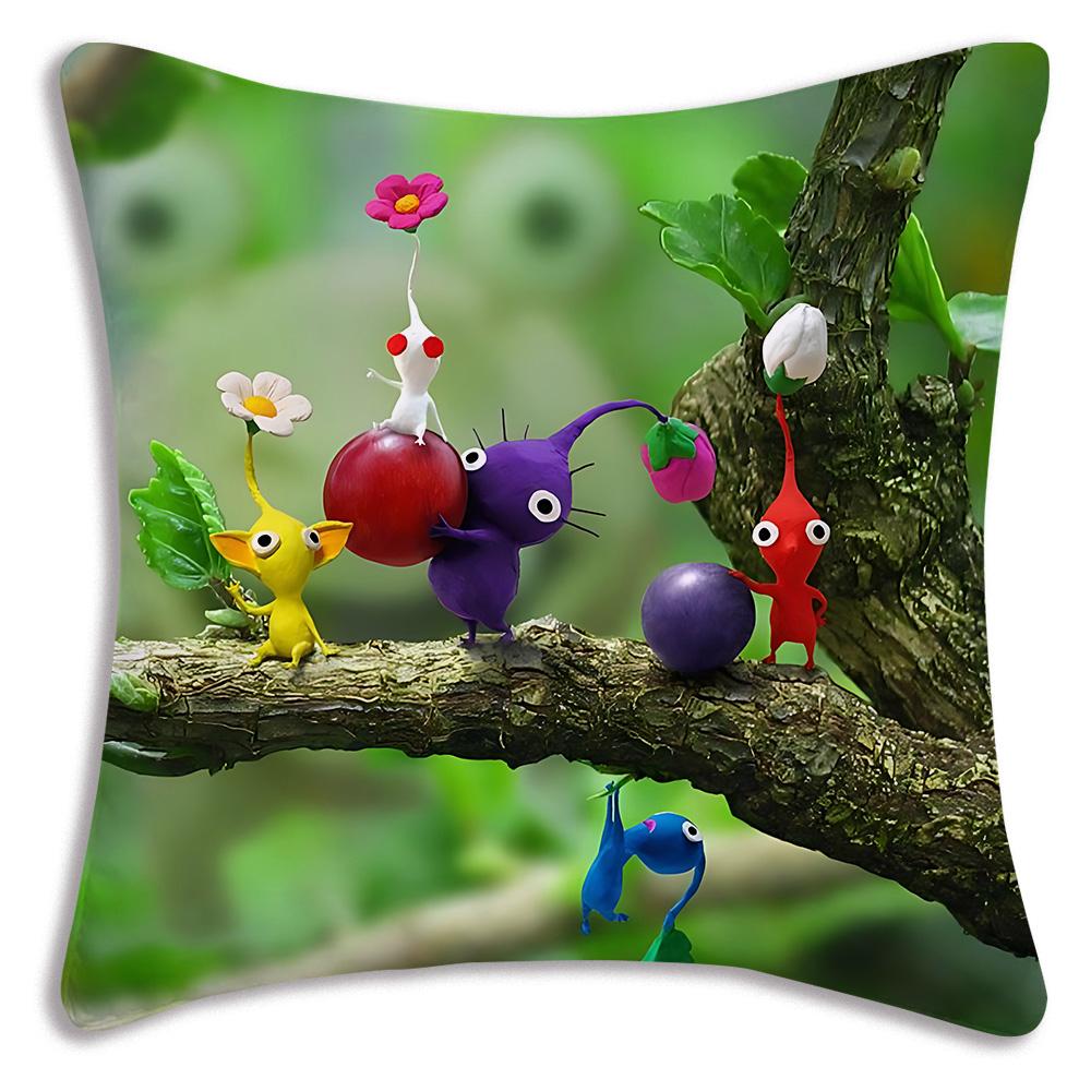 

Cartoon Cute Pillow Covers Cartoon PIKMINS Sofa Decorative Home Double-sided Printing Short Plush Cute Cushion Cover 12x12Inch
