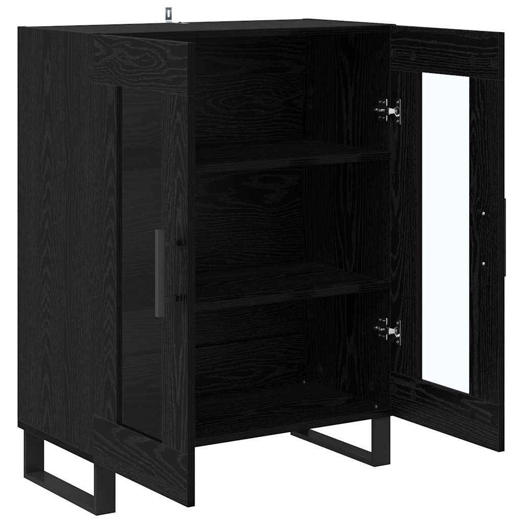 Sideboard in Black Oak Look 69.5 x 34 x 90 cm Engineered Wood