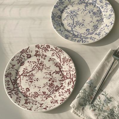 Retro Ceramic Plates Household 8 Inch High End Overglaze Color Flower Pattern Dessert Dish Chinese Style Light Luxury Tableware