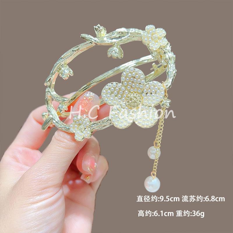 Trendy Personal Flower Hairpins Women Pearl Hair Clips Accessories Temperamental Alloy Hair Accessories