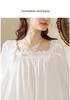 White Retro Princess Style Long-Sleeve Nightgown - Sweet, Loose, and Lightweight for Spring and Autumn