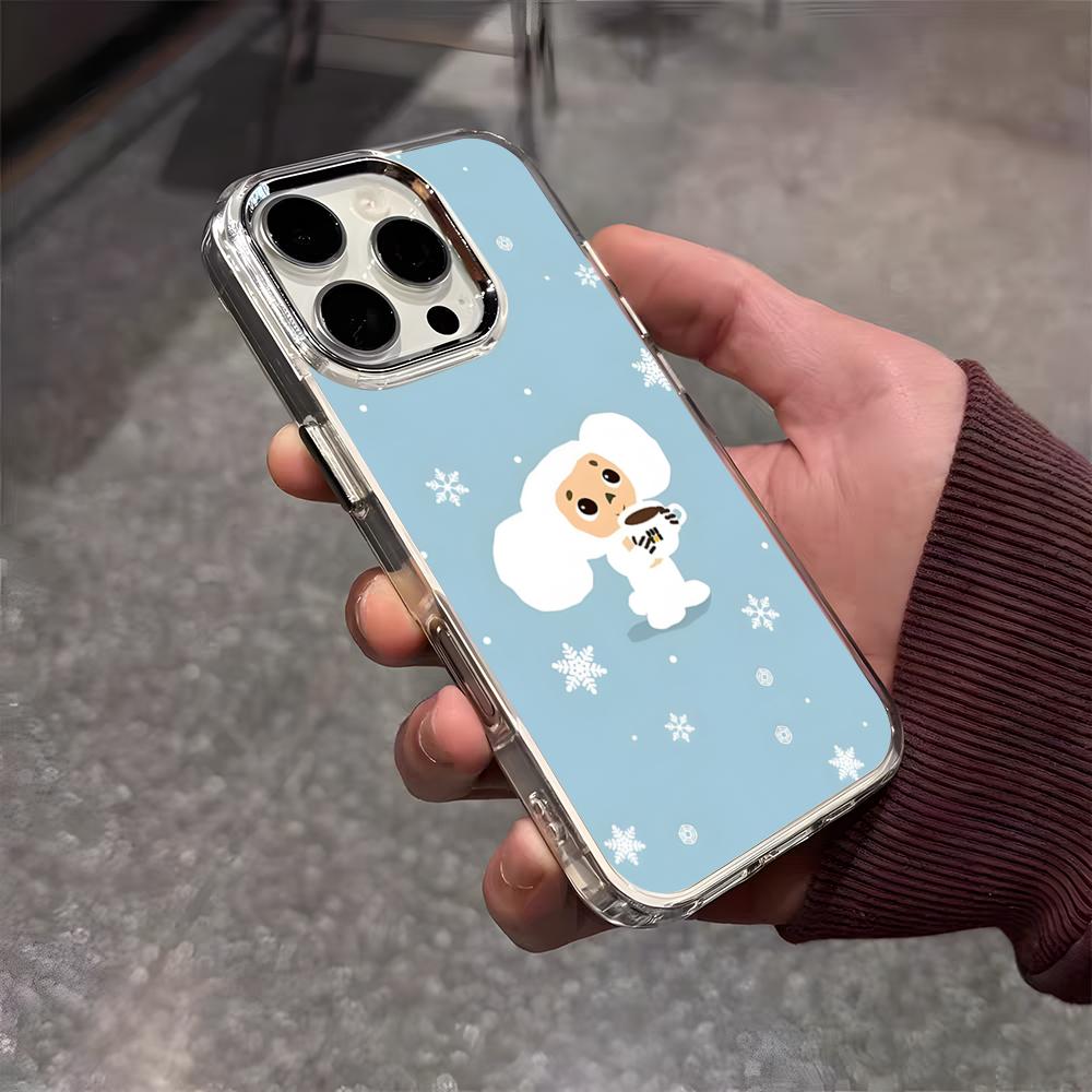 

Чехол для телефона Чебурашка для iPhone 17 Air 16 E 15 14 13 12 11 Plus Pro Max Электроокрашенный Прозрачный Мягкий Чехол iPhone 15 Plus