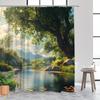 Waterproof Shower Curtain with a Majestic Tree and Serene Lake Design for a Nature Inspired Bathroom Decor Experience