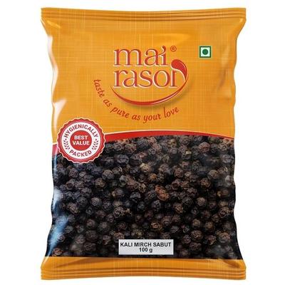 MAI RASOI Poivre Noir/Kali Mirch Entier/Grains de Poivre - 100 Grammes