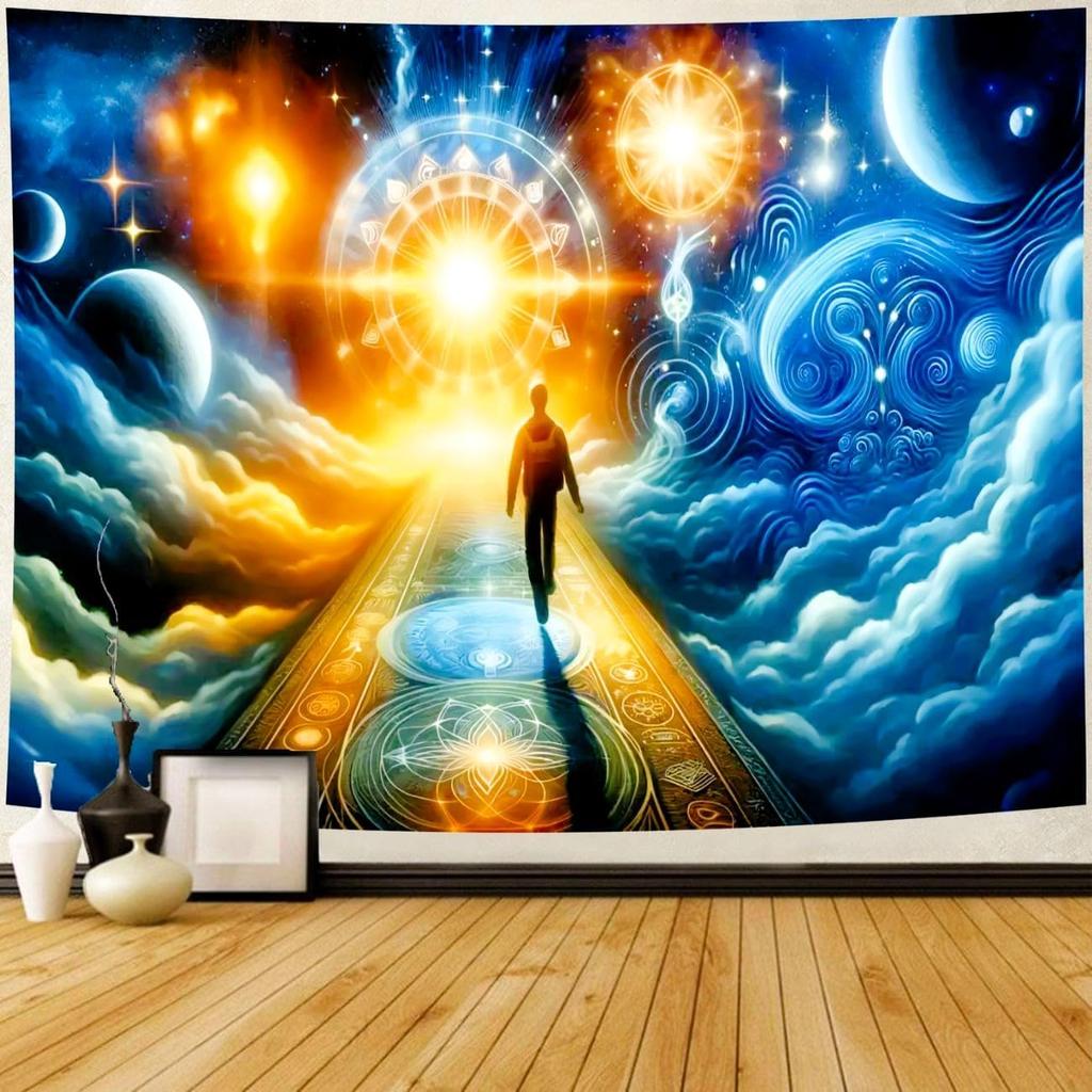 Delur Time Travel Tapestry Galaxy Meditation Universe Starry Sky Wall Hanging Tapestry Milky Way Outer Space Abstract Psychedeli