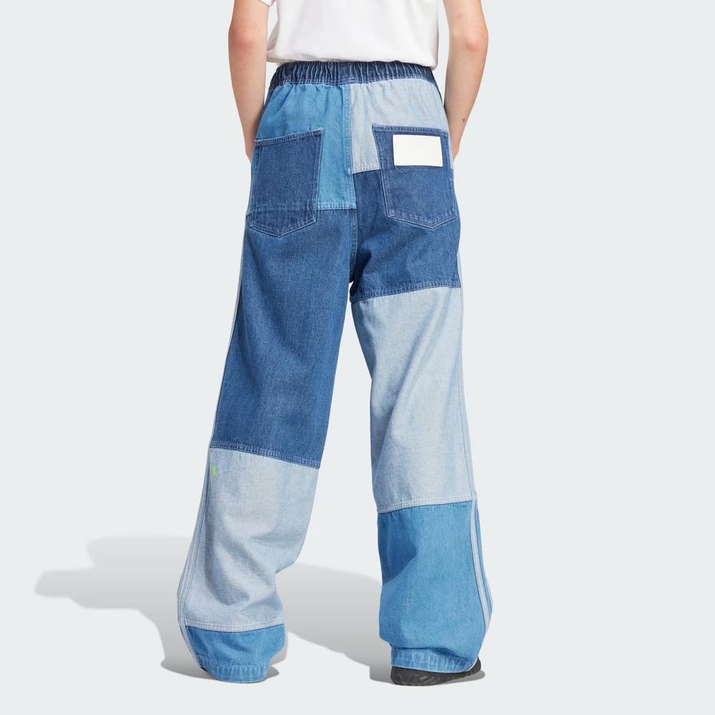 Adidas Originals Kseniaschnaider Patchwork Jeans With Elastic Waist And Wide Legs Women Bottoms Light-Blue IU2463